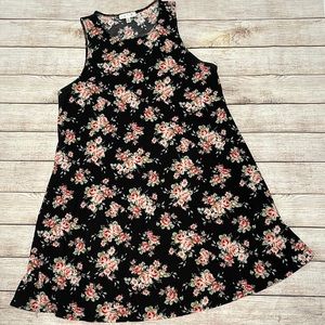 Nine Britton Black Floral Flowy Sleeveless Dress With Pockets Size Medium